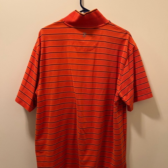 Izod Men's Orange Striped Polo Shirt - Picture 2 of 3